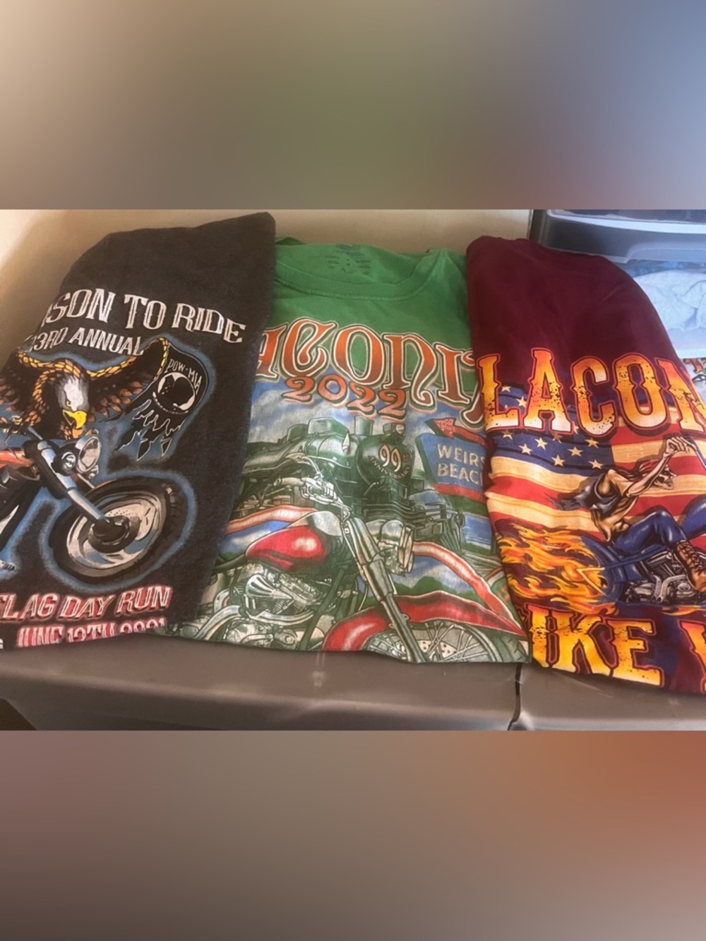 3 lg bike week shirt bundle b3 laconia mew hampshire biker skull flames